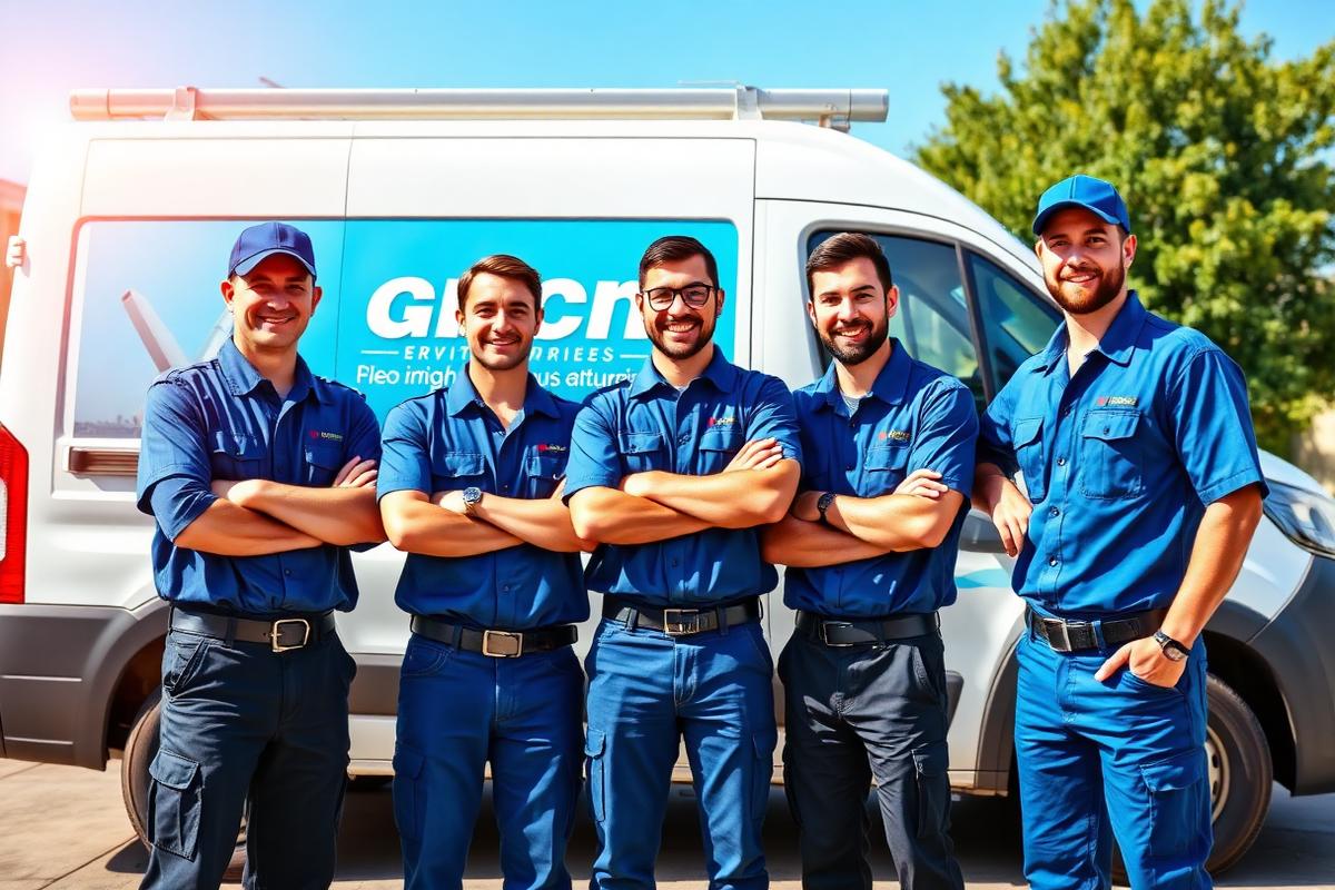 Addisonique Co. plumbing team and service van